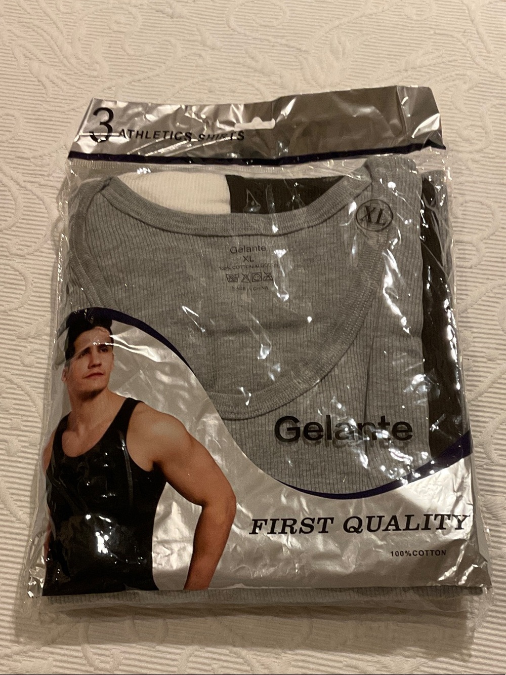 Gelente Gray, Black, and White Ribbed Cotton Undershirts - 3 Pack XL